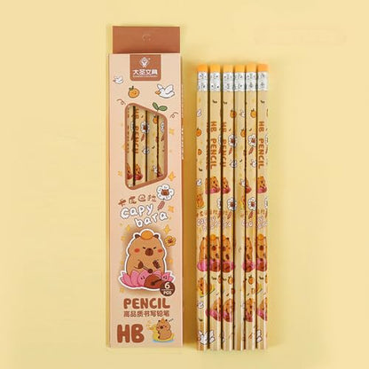 6PCS Cartoon Wood Pencil Ergonomic Grip Wooden Drawing Pencils for Students Class Rewards Back to School Supplies Exam Pencils for - color: Little Boy