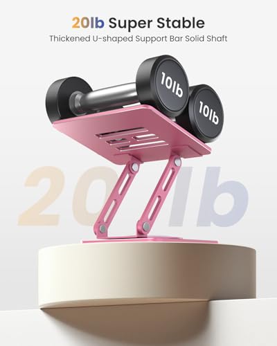 LOXP Metal Tablet Stand, 360 Rotating iPad Stand with Heavy-Duty Base, Tablet Holder Compatible with 4.7-16.9" Device, iPad Pro Air Mini, Kindle, Surface Tablet, Portable Monitors - Pink - color: Pink