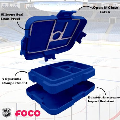 FOCO NHL Unisex-Adult Officially Licensed Team Color Stripe Primary Logo Hockey Leak Proof 5 Compartment Bento Lunch Box - Toronto Maple Leafs - color: Toronto Maple Leafs