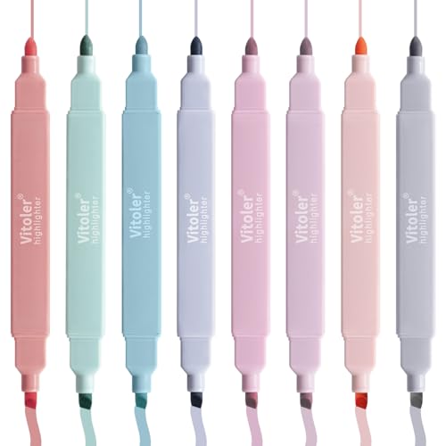 Piochoo Highlighters,8Pcs Bible Highlighters,Dual Tip Office Accessories for Journaling Planner Notes School Supplies
