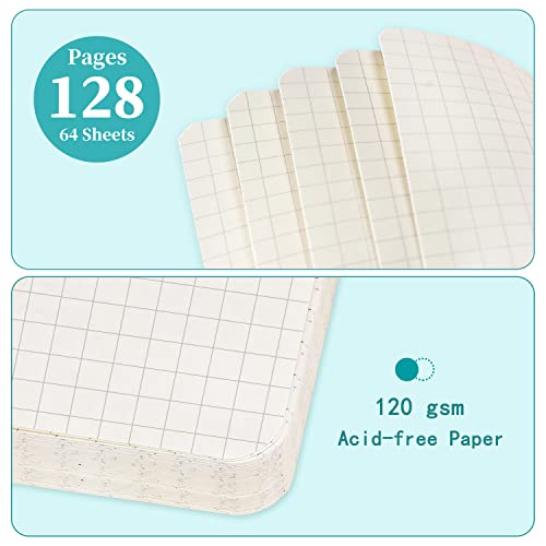 Graph Grid Paper Notebook/Journal - Classic Journal/Notebook with Ribbon Divider, Hardcover with Thick Paper, 5.3" x 8.26", Banded + Pen Holder +Inner Pocket - Cyan - color: Cyan, size: Grid