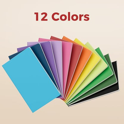 12 PCS Colorful Blank Notebook Journals Bulk, 60 Pages, 5.5 x8.3 inch, A5 Unlined Travel Journal Set for Travelers, Kids, Students and Office, Writing Drawing Sketchbook Diary Subject Notebooks - style: Unlined