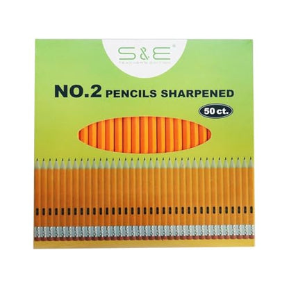 S & E TEACHER'S EDITION 50Pcs Wooden Pencils with Eraser Tops, Wood Pencil, Pre-sharpened Pencils with Eraser top, 2 HB Pencil for Writing Drawing Sketching Back to school