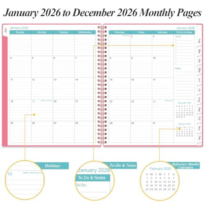 Daily Planner 2026 Full Page Per Day- 2026 Daily & Monthly Planner from January 2026 to December 2026, Day Planner 2026 with 12 Months Tabs, 8.5" x 11", Pink - color: Pink, size: 8.5" x 11"