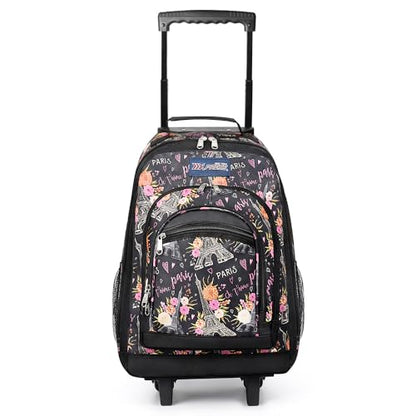 20" 2-in-1 Rolling Backpack,Backpack for Travel w/Wheels | Trolley Suitcase w/Telescopic Handle,Lightweight,Durable, Travel-Friendly, Unisex,2561-20''-Floral - color: JH-2561-Floral-20