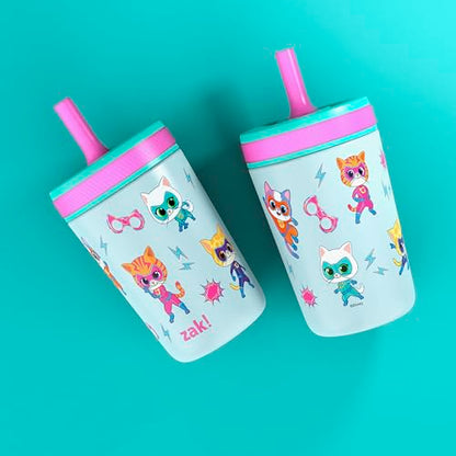 Zak Designs SuperKitties Kelso Toddler Cups For Travel or At Home, 12oz Vacuum Insulated Stainless Steel Sippy Cup With Leak-Proof Design is Perfect For Kids (Ginny, Sparks, Buddy, Bitsy) - color: SuperKitties (Ginny, Sparks, Buddy, Bitsy)