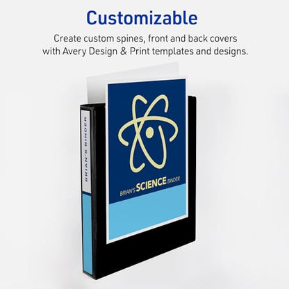 Avery Heavy-Duty View 3 Ring Binder, 1 Inch One Touch Slant Rings, 250-Sheet Capacity, DuraHinge, 1.4 Inch Wide Spine, Customizable Clear Cover and Spine, 1 Orchid Purple Binder (79449)