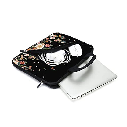 11.6-12.2 Inch Laptop Sleeve Case - Chromebook, Ultrabook, Notebook, Tablet Neoprene Handle Case for Men Women - Two Pockets Fit Apple MacBook Air, Samsung, Acer, HP, DELL (Flowers) - color: Flowers