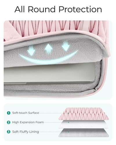 BAGSMART 15.6-16 Inch Laptop Case, Padded Laptop Bag Sleeve for MacBook Pro, Shockproof Macbook Case Laptop Cover Compatible for Dell HP Lenovo Asus Acer, Beige