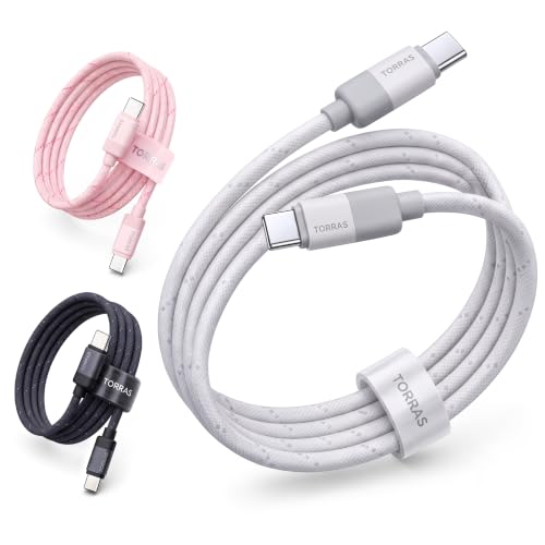 TORRAS Gradient USB C to USB C Cable 2 Pack 6.6FT, Braided Fast Charging Cord, Durable Type C Cable for iPhone 15-17 Series, Samsung Galaxy S26 Series, iPad & More,White - color: White Gradient