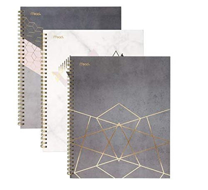 Mead Spiral Notebooks, 1 Subject, College Ruled Paper, 80 Sheets, Modern Chic, 3 Pack (38196) - size: Pack of 3