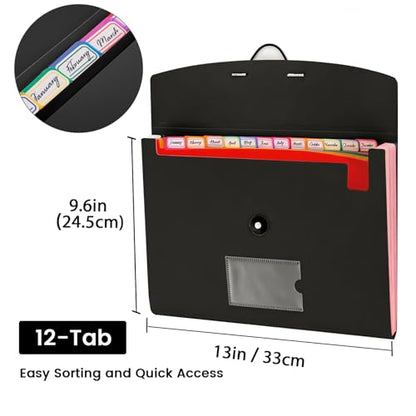 3-Pack 13-Pocket Expanding File Folder, Accordion File Organizer with Labels, Fits Letter Size & A4 Paper, for Home Office School College Supplies - size: 3-Pack 13 Pocket
