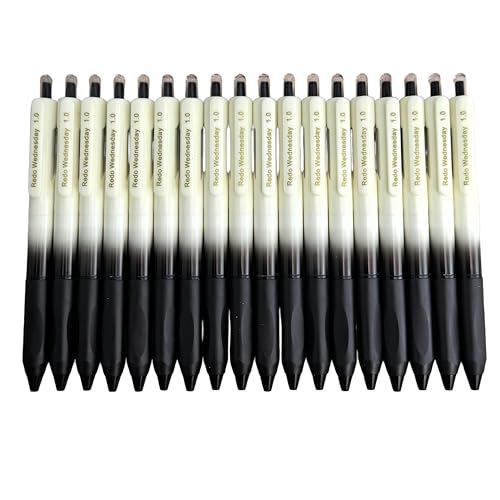 Fengtaiyuan Retractable Gel Pens, 1.0mm Bold Point Quick Dry Black Ink, 18 Pack Gradient Black-White Barrel with Ergonomic Non-Slip Grip, Smooth Writing for Grading Highlighting Signing Office School - color: BlackFRW10P18