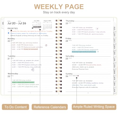 Planner 2026-2027, Weekly and Monthly Academic Year Calendar Planner, July 2026 - June 2027, Daily Agenda Book for Office School Supplies, A5(6.3'' x 8.5'') - color: C-Beige, size: 6.3"x8.5"(Jul 2026-Jun 2027)