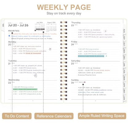 Planner 2026-2027, Weekly and Monthly Academic Year Calendar Planner, July 2026 - June 2027, Daily Agenda Book for Office School Supplies, A5(6.3'' x 8.5'') - color: C-Beige, size: 6.3"x8.5"(Jul 2026-Jun 2027)
