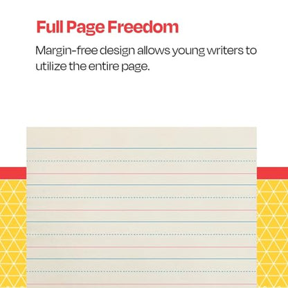 School Smart Zaner-Bloser Writing Paper, Handwriting Practice Lined Paper, Grade K Learning, 1-1/8 Inch Rule, 10-1/2 x 8 Inches, 500 Sheets (Pack of 10) - size: 10.5" x 8" (Pack of 10), style: 1-1/8 Inch Ruled