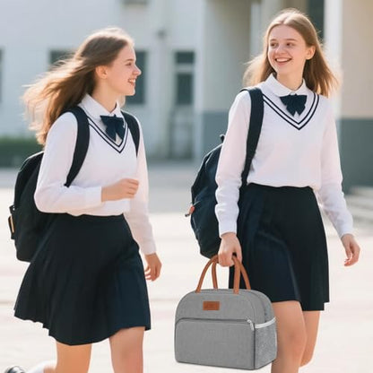 Coobiiya Insulated Lunch bag Women Reusable Cute Lunch Box for Women | Large Capacity Lunch Tote Cooler Thermal Leakproof for Work Travel Picnic - color: Gray