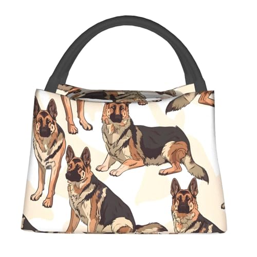 German Shepherd Lunch Bag for Women, Girls, Kids, Reusable Insulated Lunch Box for Work, Office, Picnic, Travel, School, Gifts - color: German Shepherd