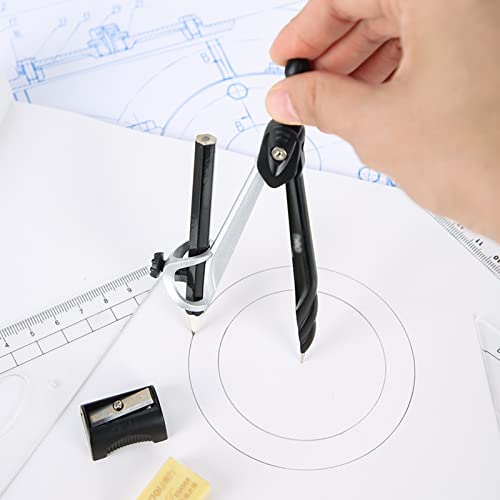LUNIZ Drawing Compass Math Geometry Kit Set Math Tool Kit with Storage Box Geometry Tool Set Metal Geometry Drawing Tools for Students Compasses Drafting Tools