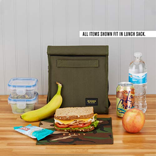 2nd Childhood Insulated Lunch Bag for Men, Durable & Reusable, Green | Slim lunch bag with carry handle, two mesh side pockets and a back slip pocket; insulated liner keeps food cool - color: Green