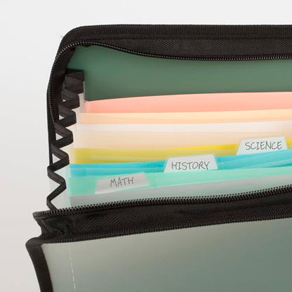 Five Star Expanding File Organizer + Study App, 7-Pocket Accordian File Organizer, Zipper Closure, Holds 11" x 8-1/2", Seaglass Green (350099C-ECM)