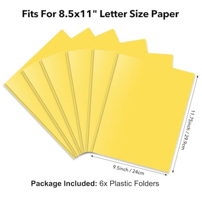 Briartw 6-Pack Yellow Plastic Folders with Prongs, Sunny & Bright for School, Happy Organizing, Note-Taking, Study Materials, and Boosting Productivity - color: Yellow