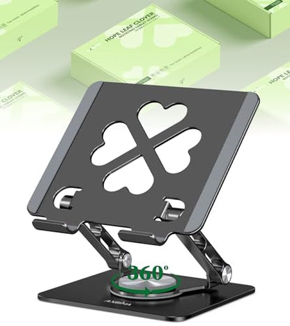 Tablet Stand for iPad, 360° Rotating Aluminum Desktop Holder – Adjustable & Foldable Desk Stand Compatible with iPad Pro 12.9/11, Air 10.9, Samsung Tab S9, Portable for Home Office, Black - color: Black