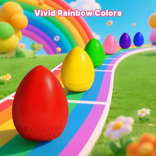 16 Colors Egg Crayons for Toddlers 1-3, Jumbo Crayons Washable Baby crayon with Anti-Roll Flat Bottom & Fruit Patterns, Non-Toxic Art Supplies Gift - color: 16 Colors