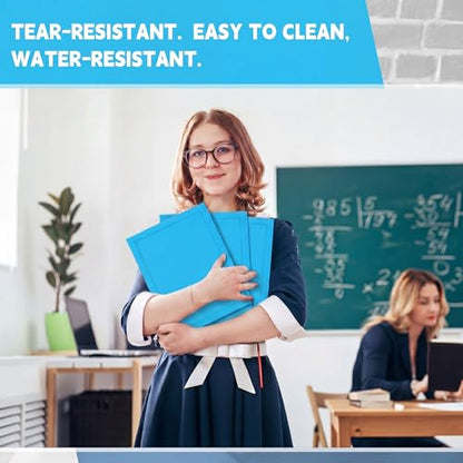 Teling 24pcs Heavy Duty Plastic Folders with Front Clear Pocket, 3 Prongs and 2 Pockets, Fit Letter-Size Paper Folders with Card Slot, for School Office Supplies Back to School Gifts (Sky Blue) - color: Sky Blue