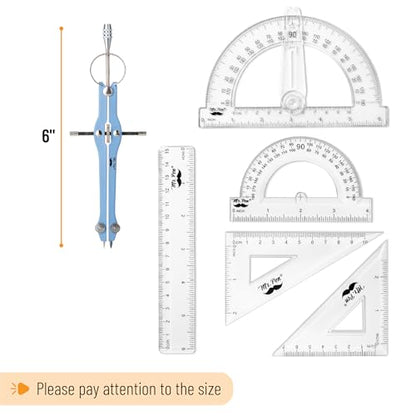 Mr. Pen- Geometry Set, 15 pcs, Blue, 6 Inch Swing Arm Protractor, Divider | Set Squares, Ruler, Compasses and Protractor - color: Blue