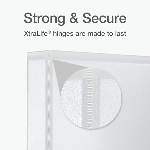 Oxford Ring Binders, 1" Round Ring Binders, View Binder, Covers on 3 Sides, XtraLife Hinge, Non-Stick, PVC-Free, White, 225 Sheet Capacity (1002512) - color: White, size: 1 Inch