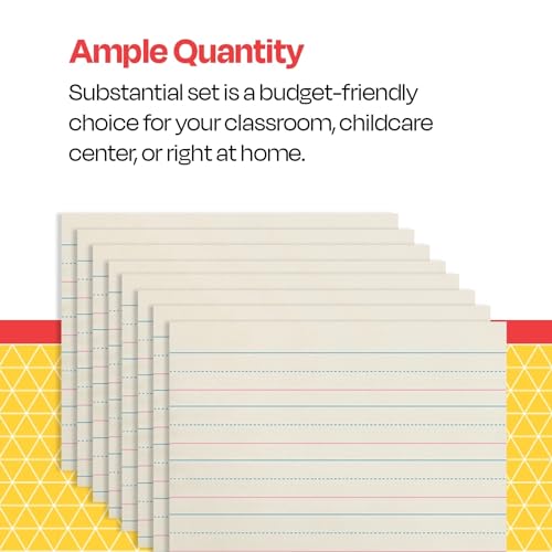 School Smart Zaner-Bloser Writing Paper, Handwriting Practice Lined Paper, Grade K Learning, 1-1/8 Inch Rule, 10-1/2 x 8 Inches, 500 Sheets (Pack of 10) - size: 10.5" x 8" (Pack of 10), style: 1-1/8 Inch Ruled