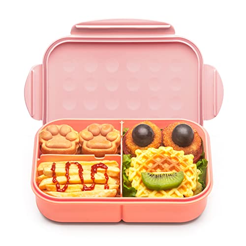 MISS BIG® Bento Lunch Box for Kids, 1150ml, 3 Compartments, Pink | Pink kids lunch box for school, daycare, snack portions, light meals, picnic food, and travel. - color: Light Pink, size: 1150ml