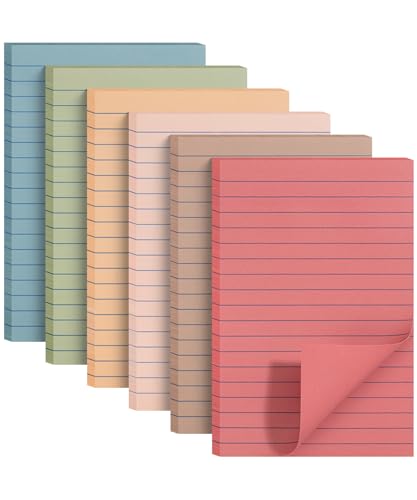 Mr. Pen- Lined Sticky Notes, 4" x 6", 6 Pads, 45 Sheets/Pad | Sticky Notes with Lines, Ruled Post Stickies, Memo Pads, Self-Stick Note Pad for Office, School, Home, Study - color: Vintage 1, size: 4 x 6 inches, 6 Pads