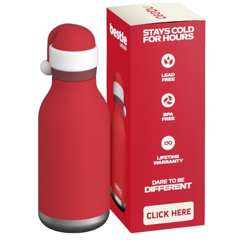 asobu Bestie Bottle Insulated Stainless Steel Water Bottle with Detachable Soft Animal Head Fun Drinking For Kids and Teens with Flexible Reusable Straw 16 Ounce (Santa) - color: SANTA