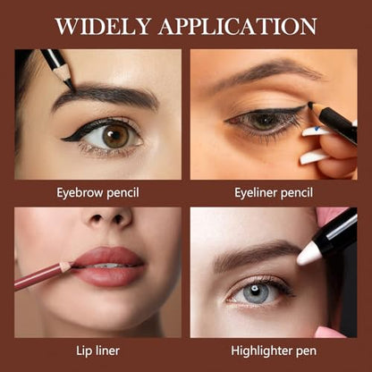 Honoson 2 Pcs 5 Hole Cosmetic Long Point Manual Pencil Sharpener with Plastic Lid Makeup Eyeliner Pencil Sharpener (Brown) - color: Brown