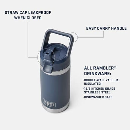YETI Rambler Jr. 12 oz Kids Bottle, with Straw Cap - color: Black Forest Green
