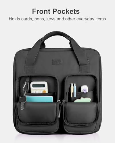 3 Inch Zipper Binder 3 Ring with Sturdy Shoulder Strap & Multi-Pocket, Binder with Zipper Holds Up to 700 Sheets for Office School, Compatible with 13” MacBook Laptop ipad(Black) - color: Black