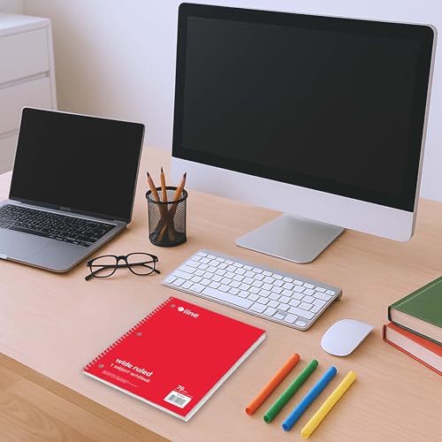 C-Line 1 Subject Notebook, 8 x 10-1/2 Inches, Wide Ruled, Red, 70 Sheets