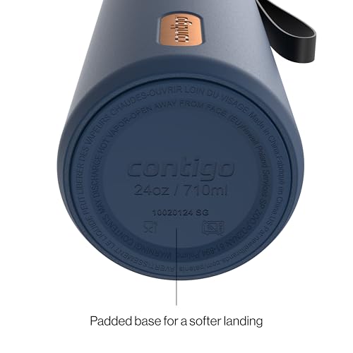 Contigo SnapSeal 709.8ml(24온스) 스테인리스 스틸 진공 단열 물병, 누출 방지 자동 닫힘 뚜껑, 휴대용 스트랩 및 재사용 가능한 빨대, BPA 프리 및 납 프리, 식기세척기 사용 가능 - color: 어비스 브론즈, size: 24온스