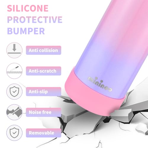 Mininoo Kids Water Bottle for School - 16 oz Stainless Steel Insulated Water Bottle with Ceramic-Lined, Leakproof Straw Lid & Beaded Handle for Girls & Boys - color: Sparkle Tulip