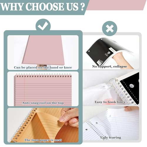 gisgfim 6 Pcs Boho Top Bound Spiral Notebooks 8-1/2" x 11" College Ruled Aesthetic Legal Pad Steno Pads Paper Notebook Wirebound Notepad for Writing School Office Business Supplies - color: Boho colorful