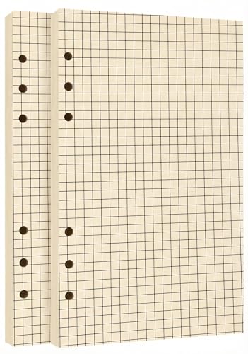 Cornell Note A5 6-Hole Binder Refill Paper College Ruled 160 Sheets | Thick horizontal lined paper, no ink bleed through, designed for Cornell note taking system - style: Grid Notepaper