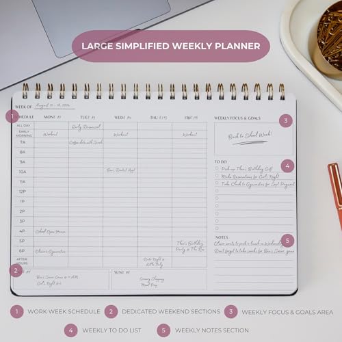 Undated Weekly Schedule | Business Planner | 8.25” x 11.75” ADHD Organizer | Premium Multi-Layout Schedule | Evergreen | Landscape Layout - color: Evergreen, size: Weekly Schedule - Landscape