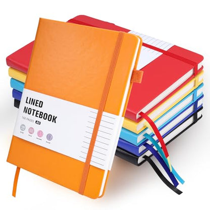 Thboxes 6 Pack A5 Lined Journal Notebooks, Hardcover, 160 Pages, Multicolor | 100 GSM, Pen Holder, Bulk Set for Writing, Notes, Work, Home, College, School, Travel, Office, Students, Teachers, Daily Use