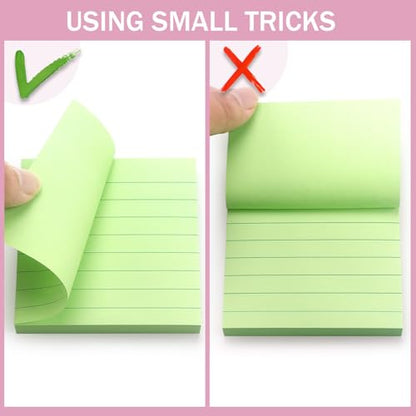 Lined Sticky Notes 3x3in, Self-Adhesive, 4 Pads, 90 Sheets/Pad, Pastel | Strong Self-Stick Adhesive, Sticks Securely and Peels Cleanly - color: Pastel