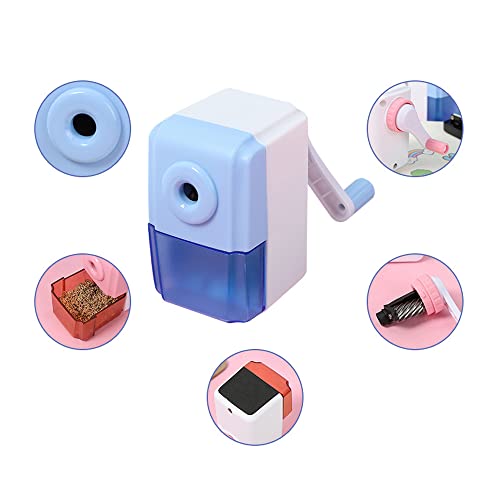 Pencil Sharpeners Manual Sharpener Desktop Colored Pencil Sharpener Handheld Children Kids Gift School Stationery Office Students Supplies (Blue)