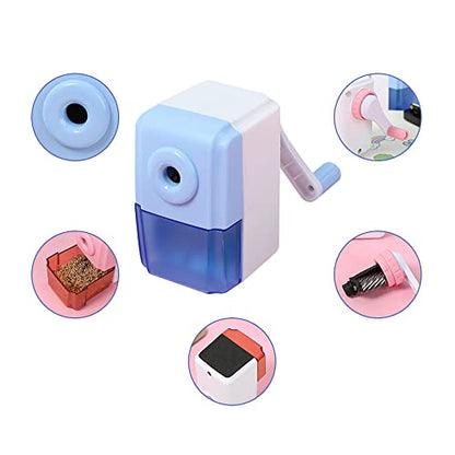Pencil Sharpeners Manual Sharpener Desktop Colored Pencil Sharpener Handheld Children Kids Gift School Stationery Office Students Supplies (Blue)
