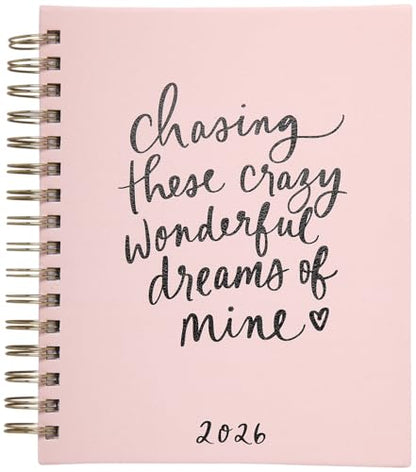 WORLD TRAVELER 2026 Planner Weekly & Monthly Hardcover Spiral Agenda | Hardcover Spiral Lay-Flat Binding, Weekly and Monthly Planning Pages, January to December 2026, 7x8.75 Compact Format - color: Pink Chasing