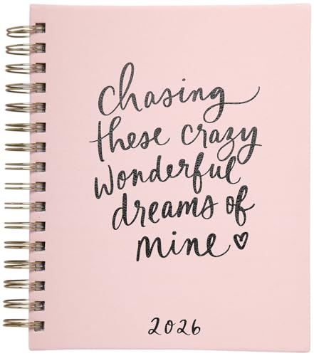WORLD TRAVELER 2026 Planner Weekly & Monthly Hardcover Spiral Agenda | Hardcover Spiral Lay-Flat Binding, Weekly and Monthly Planning Pages, January to December 2026, 7x8.75 Compact Format - color: Pink Chasing